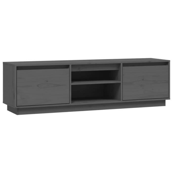 814316 vidaXL TV Cabinet Grey 140x35x40 Cm Solid Pine Wood