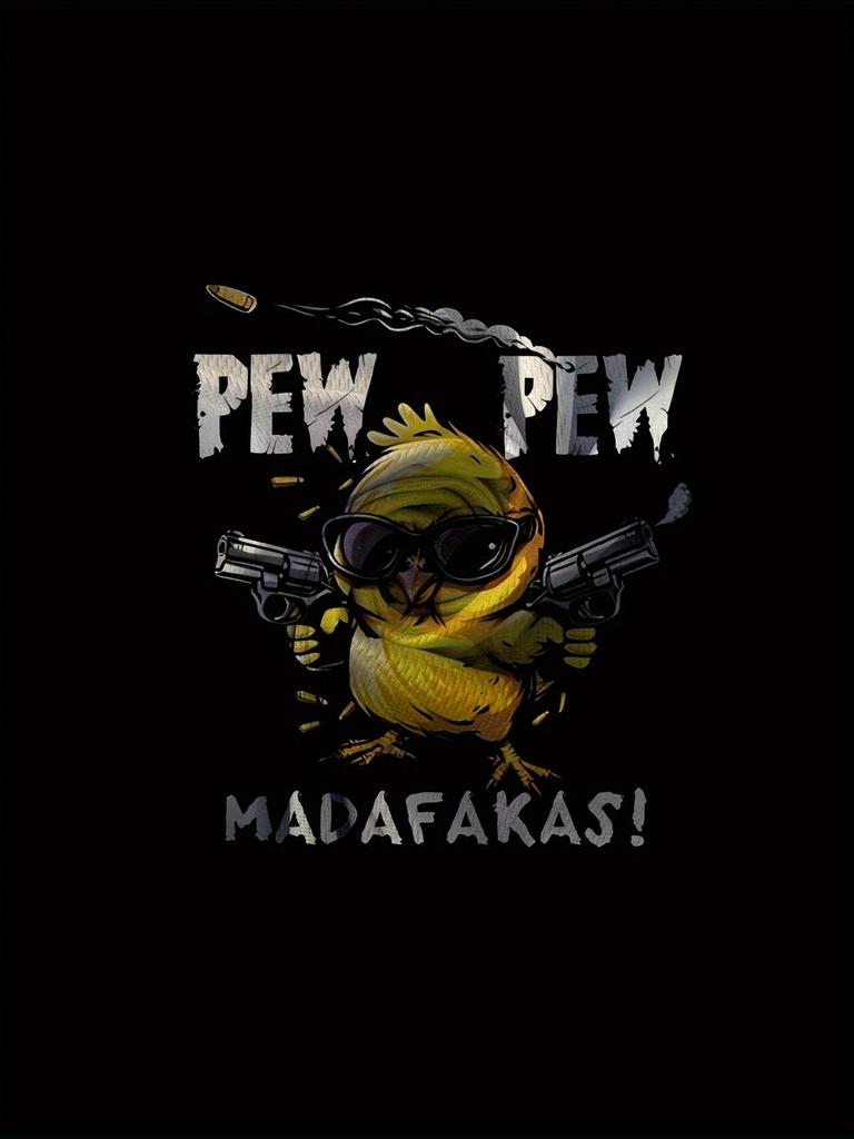 Men'S Short-Sleeve T-Shirt with a Gun And Chicken Design, Summer Top, Sailor Collar Streetwear.