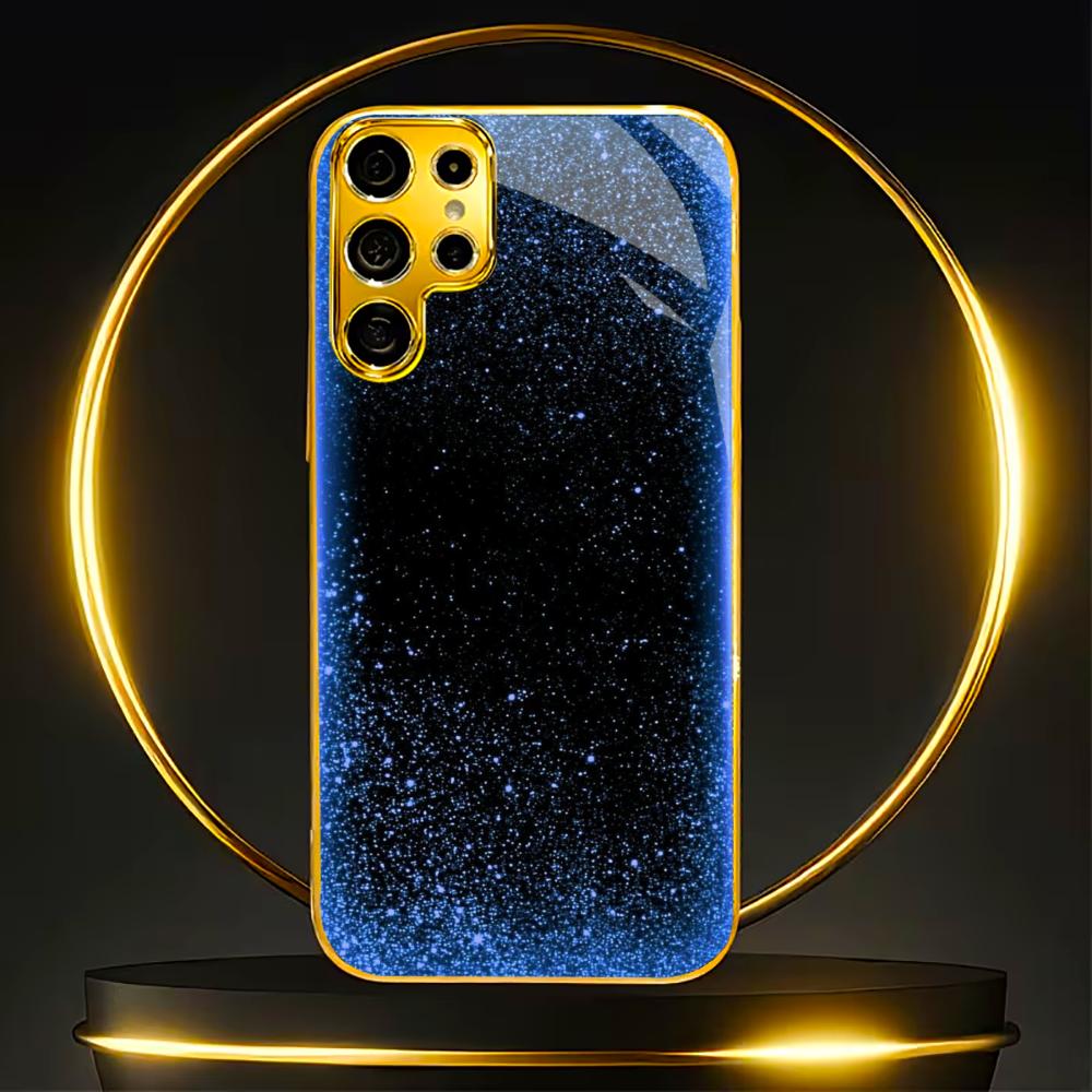 Blue Gold faddish cellphone new Bestseller model PhoneCase Glass PhoneCase for Samsung Galaxy S26 S25 S24 S23 S22 FE,Ultra,Plus