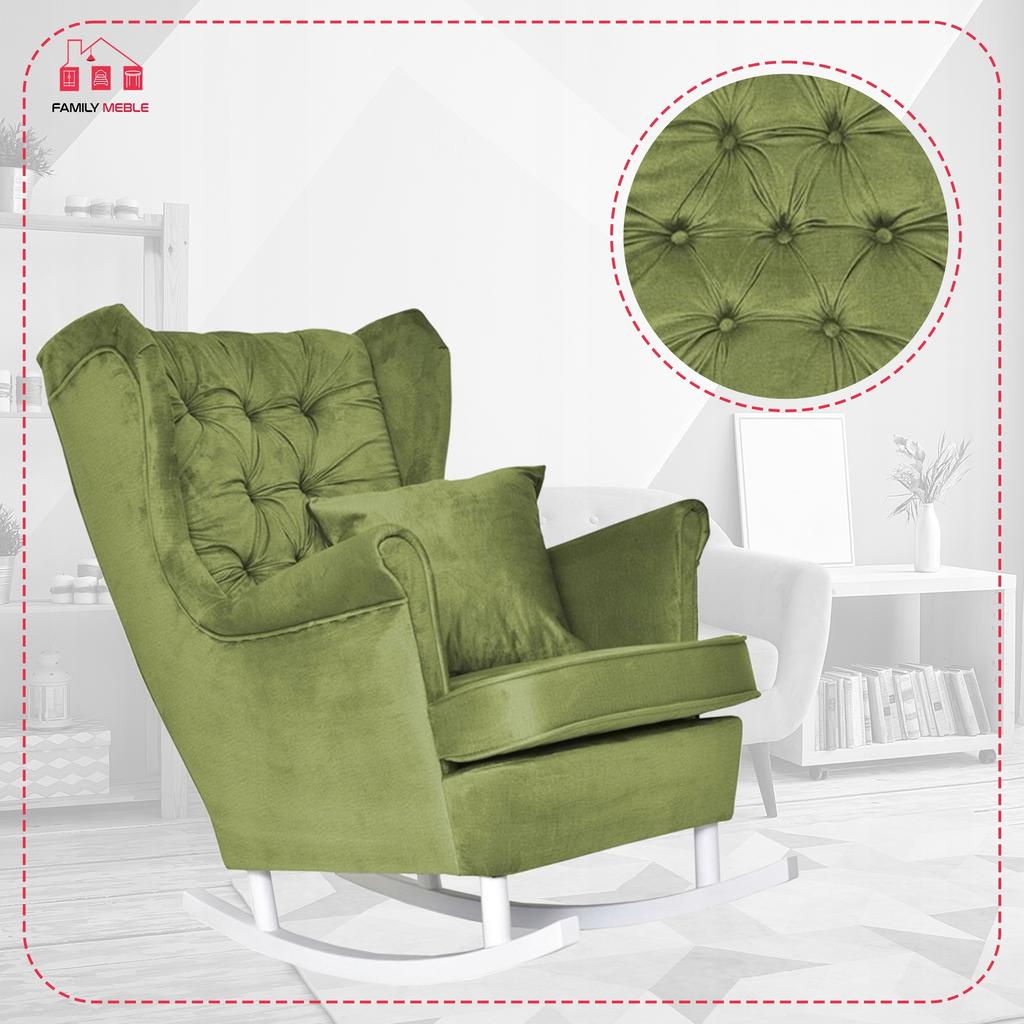 Gaja Wing Chair Rocking Scandinavian Family Meble Emerald Fern