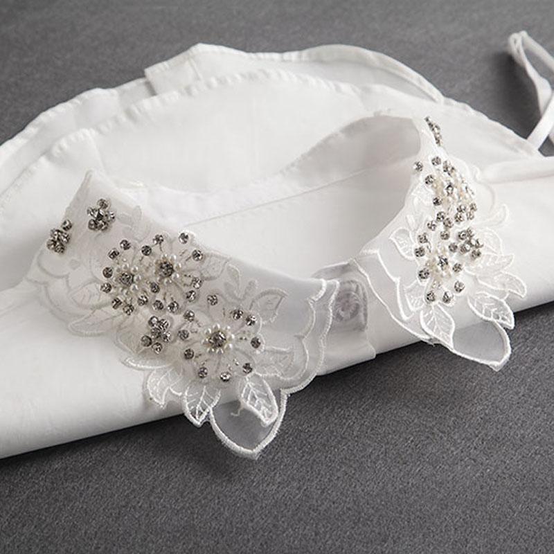 Perfect Match Embroidery Fake Collar Women Lace Detachable Lapel Collar Shirt Top Tie White Ruffles False Collar Woman Removable False Blouse