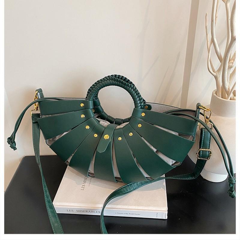 

High-end Creative Woven Vegetable Basket Bag Female Niche Celebrity Evening Dress Dinner Party Handbag 35x8x17 зелений