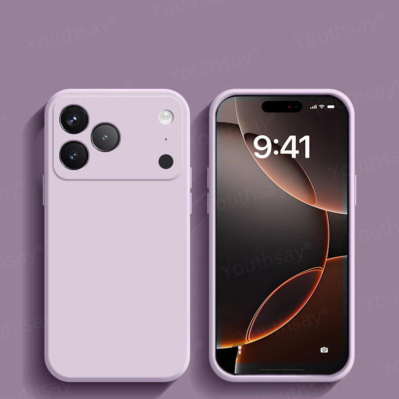 Luxury Case For iPhone 17 Pro Cover iPhone 17 16 15 Pro Max Funda Coque Liquid Silicone Camera Protector Soft TPU Phone Bumper