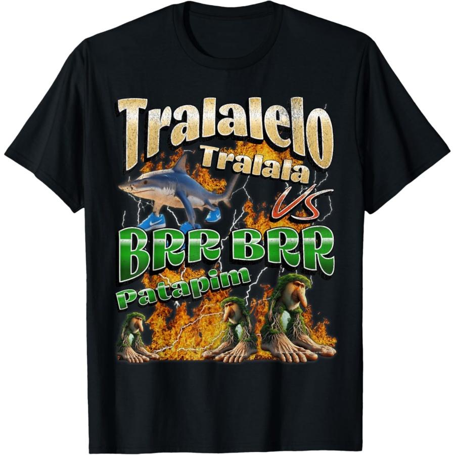 Tralalelo VS Brr Patapim Funny Italian Brainrot Meme Graphic T-Shirt(1) S