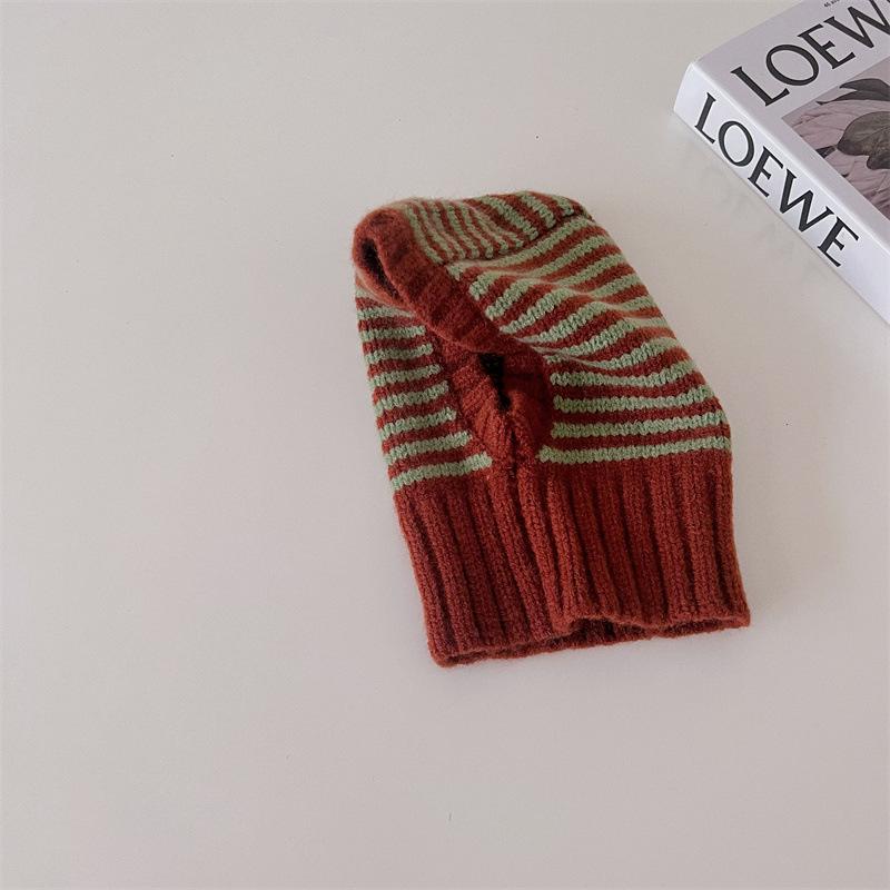 Korean Style Striped Knitted Baby Hat - Warm Wool Windproof Design for Autumn & Winter