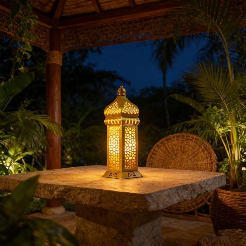 Decorative Candle Lanterns Moroccans Lanterns Retro Golden Metal Lanterns Candle Holders for Home patios Outdoor Decors