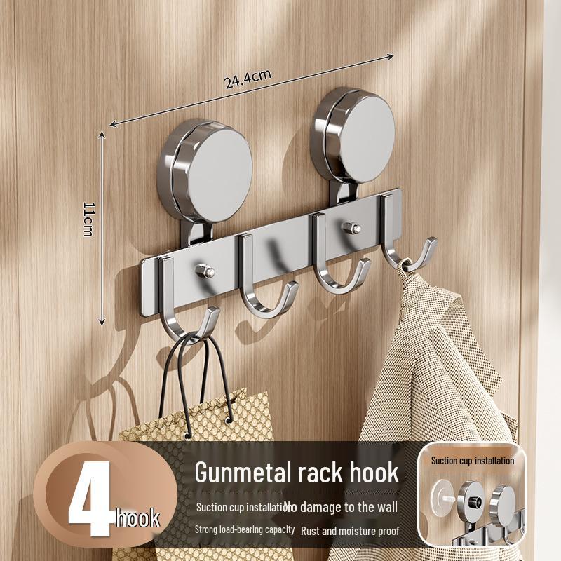 Suction Cup Over-the-Door Hook Rack - Strong Load-Bearing, No-Drill, Wall-Mounted Coat and Hat Hooks for Bathroom.