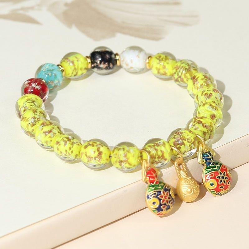 Jinsha Luminous Glass Bracelet with Colorful Porcelain Gold Foil Panjiayuan Accessory