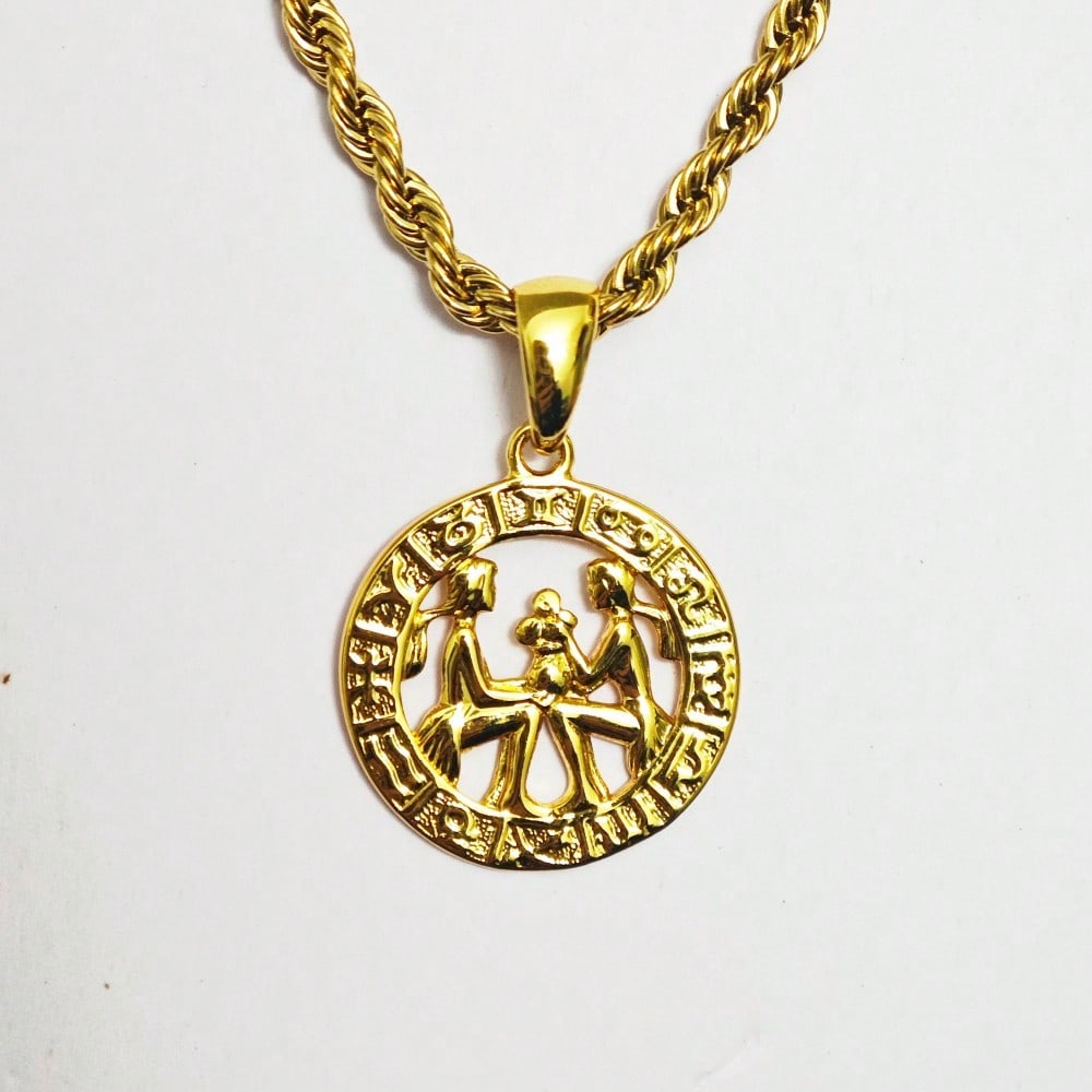 12 Constellation Astrology Horoscope Zodiac Pendant Rope Necklace 22" for Women Men