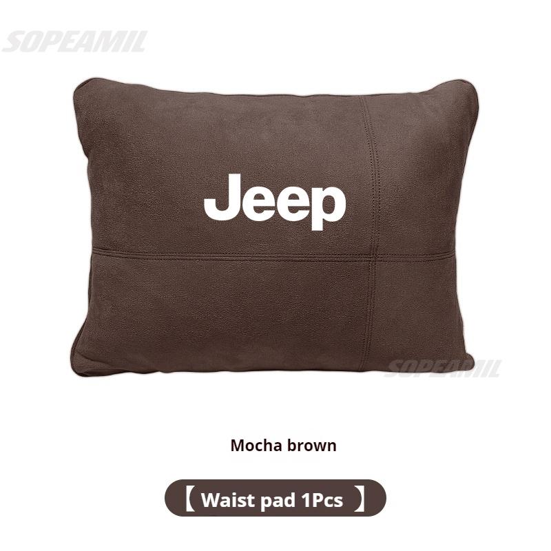 Suede Car Headrest Neck Pillow Seat Waist Cushion Jeep Grand Cherokee Wrangler JK Gladiator Patriot Commander Renegade CompassN