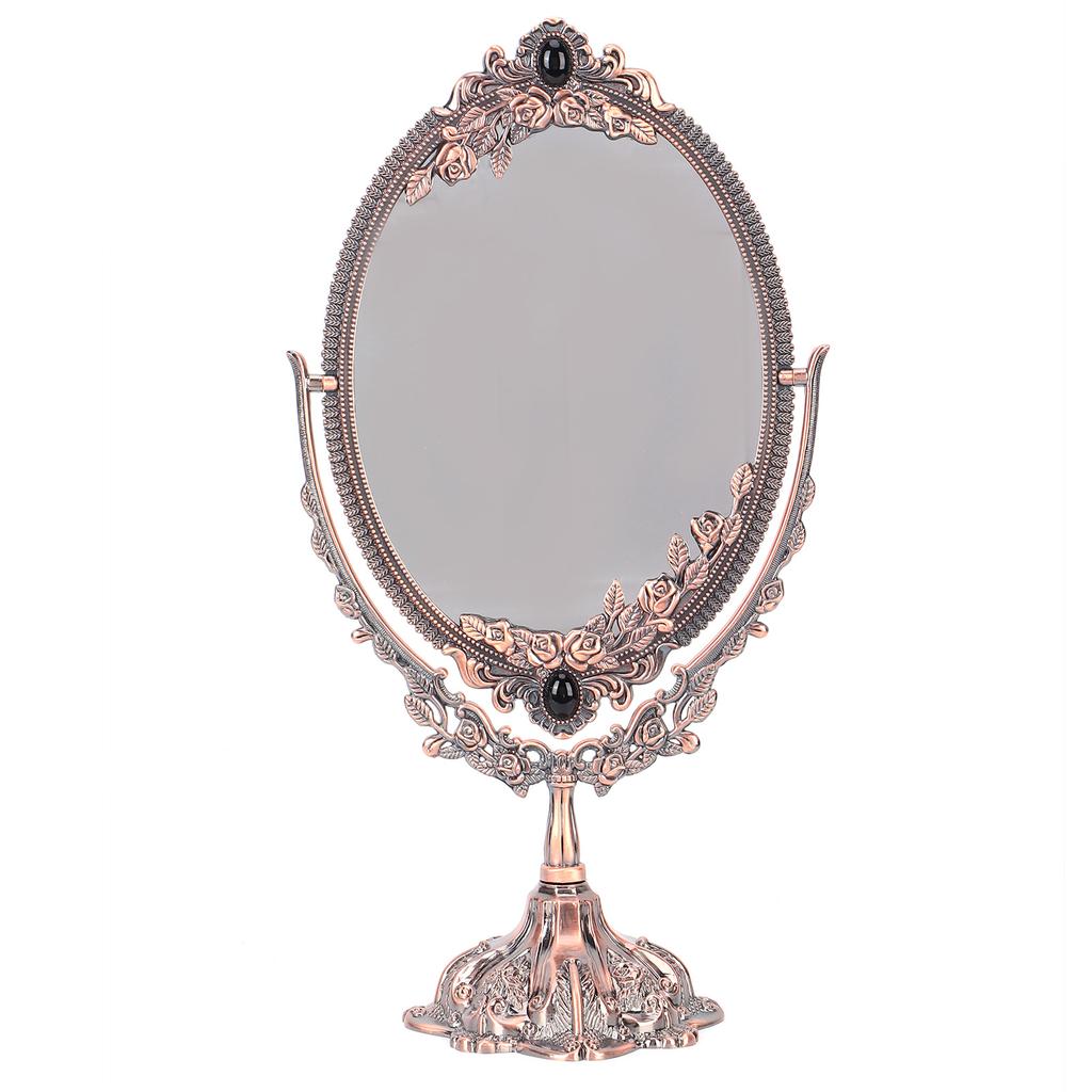 Kosmetické zrcátko, kovové retro oboustranné zrcadlo v evropském stylu do koupelny a ložnice