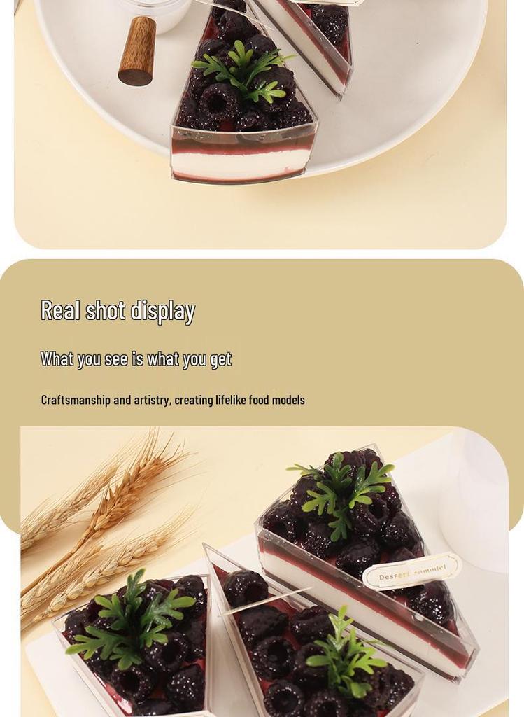 Blackberry Triangle Cake Slice Refrigerator Magnet Ornament - Fake Dessert Shop Decoration