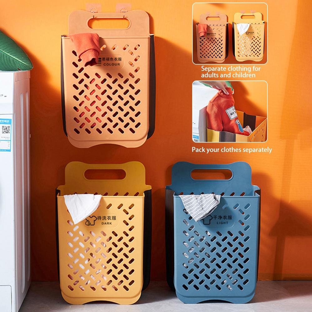 Large Portable Bathroom Folding Dirty Clothes Storage Basket Household Wall Hanging Punch-Free Laundry Basket Put Clothes Bucket