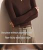 Women's Black Fleece-Lined Half-High Neck Base Layer Knit Top - Thickened Long Sleeve for Autumn/Winter 2026
