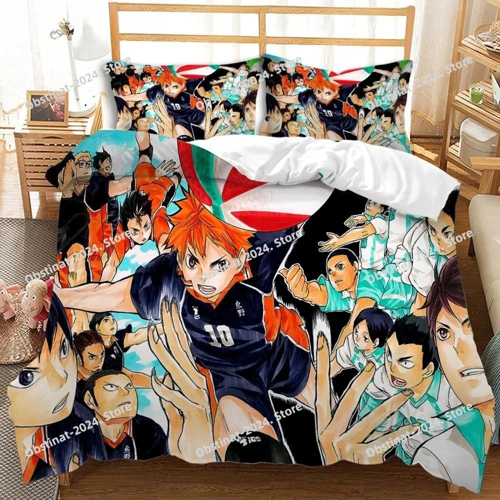 Haikyuu Bedding Set Volleyball Boys Print Bed Set With Pillowcase Bed Duvet Cover Soft Single Double Queen Super King Size