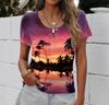 3D Digital Printed Plant Flower Series Summer T-shirt Short Sleeved Round Neck Top