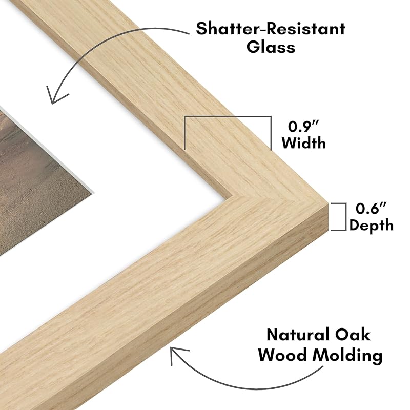 Americanflat 4x6 Picture Frame with Arch-Shaped Mat in Natural Oak - Use as 6x8 Picture Frame Without Mat or 4x6 Frame w 4x6