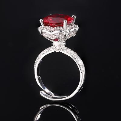 Schmuck Kupferboden Vergoldet Simulationsschatz Korund Temperament Runder Knospenring Weiblich 12Mm
