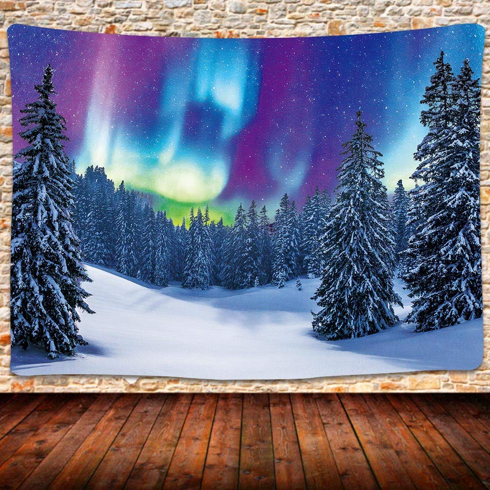 Night Sky Northern Lights Pattern Art Tapestry Home Decor Living Room Bedroom Festive Decor Accessories Background Wall Covering