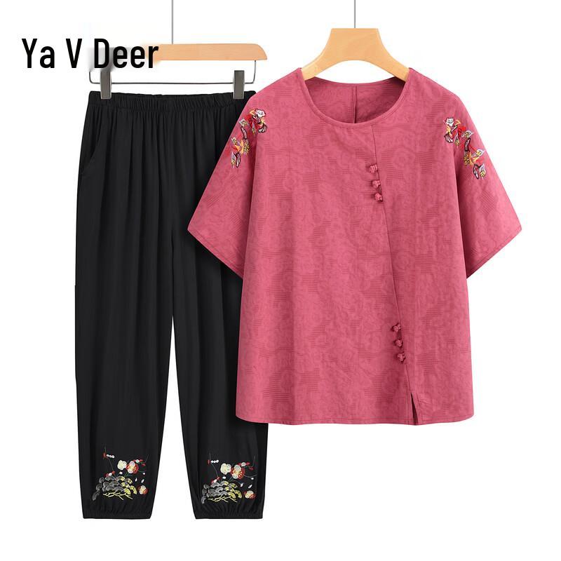 

Yalu Women s Embroidered Floral Summer Set 3XL