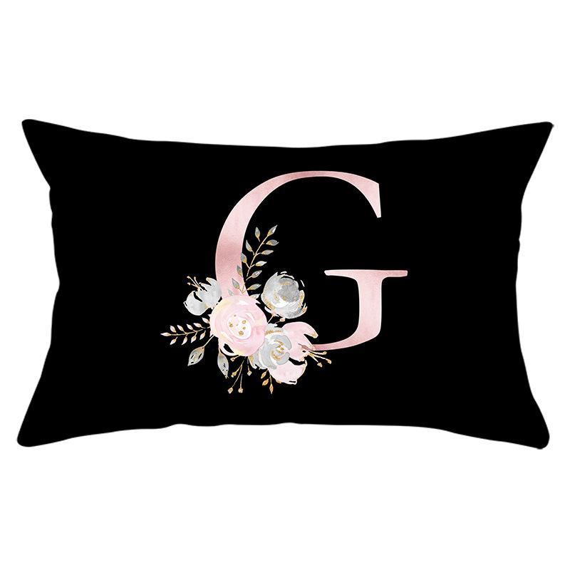 New Black Crown Letter Waist Pillow Cover for Home Peach Skin Sofa Waist Cushion Cover Car Cushion Cover