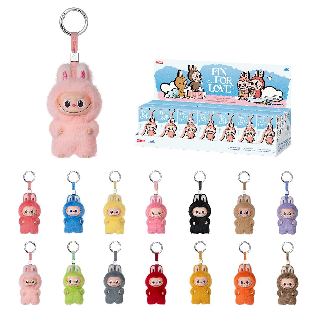 

MONSTERS PIN LOVE Series Plush Pendant (N-Z) Assortment Box 14 Pieces Mini Lovebu Labubu Toy Blind Figure Gacha Model Gift Support Activity Official