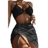 3 Pièces/ensemble Femmes Élégantes Maillots De Bain Dos Nu Natation D'été Couleur Pure Slim Fit Ensemble Bikini