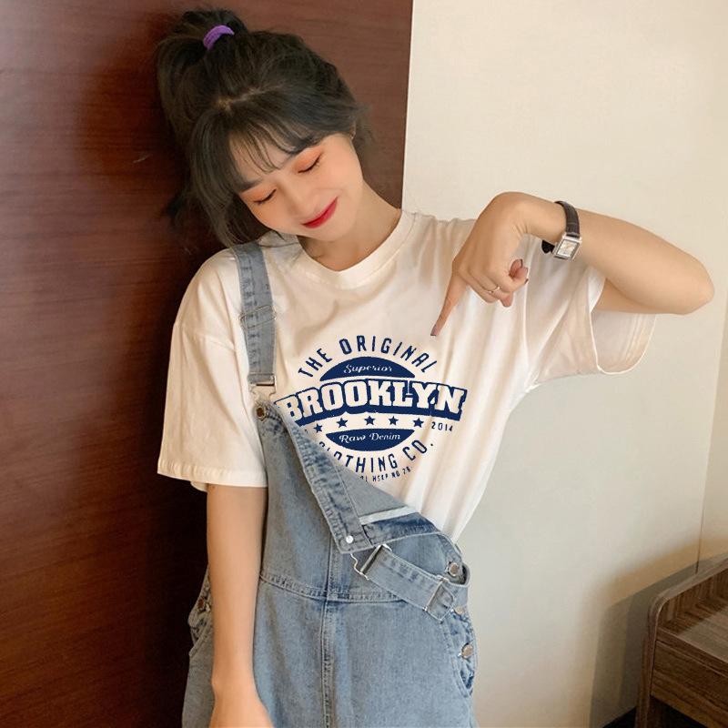 Women's Casual Short Sleeve T-Shirt Cute Cartoon Bear Print Loose Crew Neck Summer Basic Tee Top