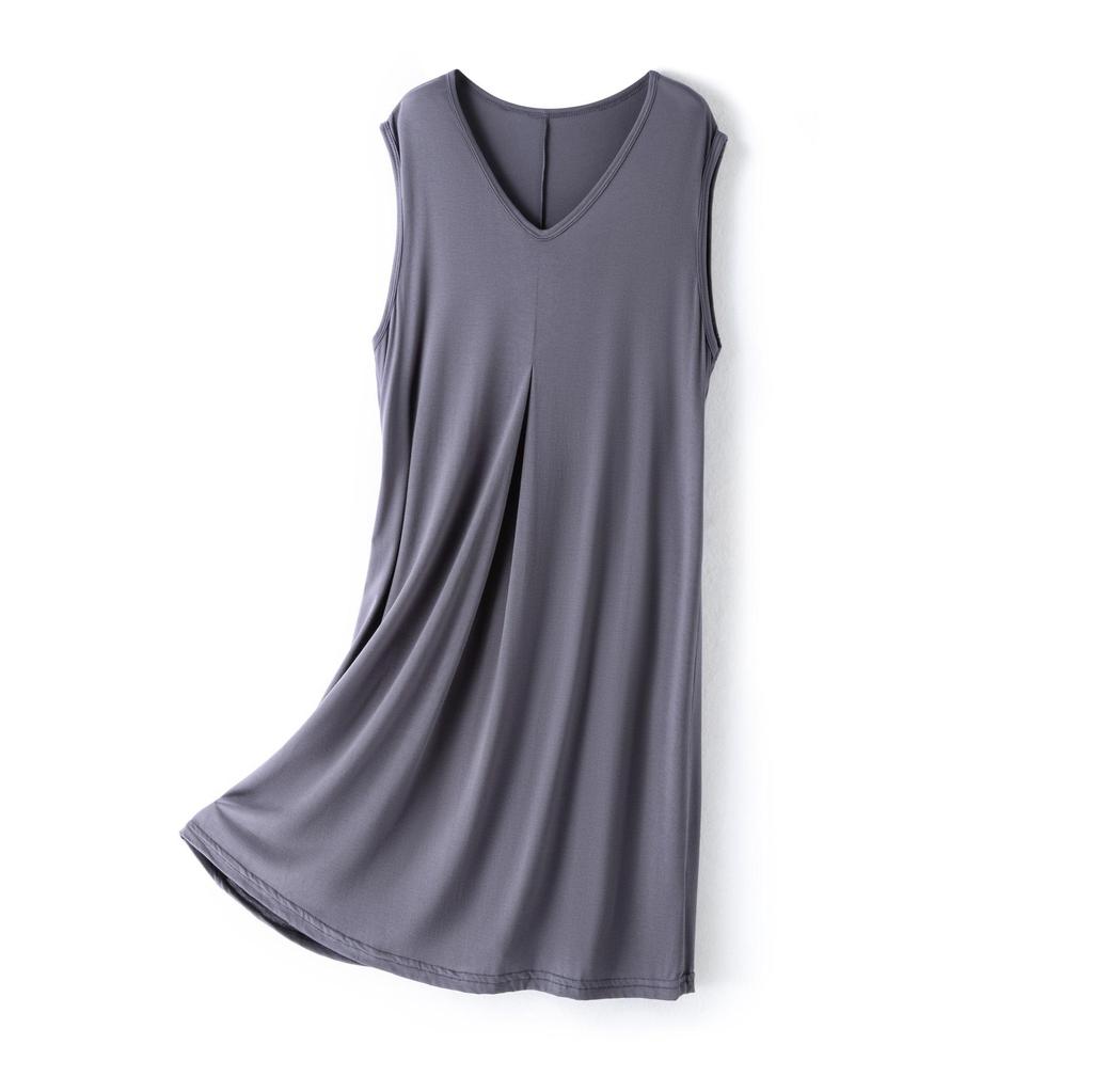 Women's Plus Size Sleeveless Long Solid Color Dress for Spring and Summer - Perfect for Home and Outer Wear