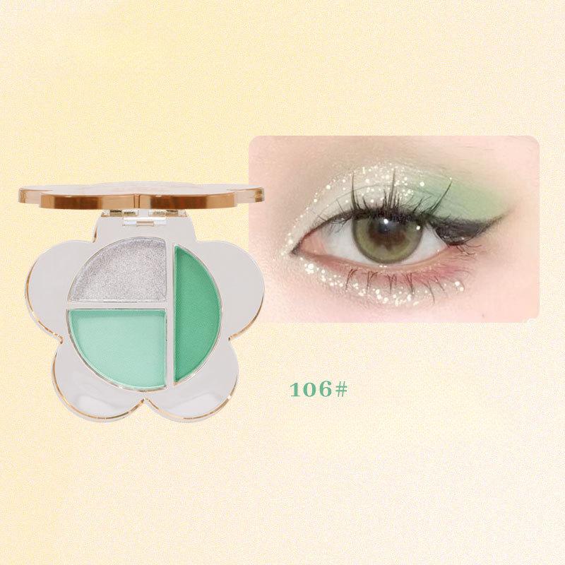 Neuer Lidschatten mit kleiner Blume, matt, Perlglanz, feinem Glitzer, superheißer Erd-Mehrfarben-Lidschatten