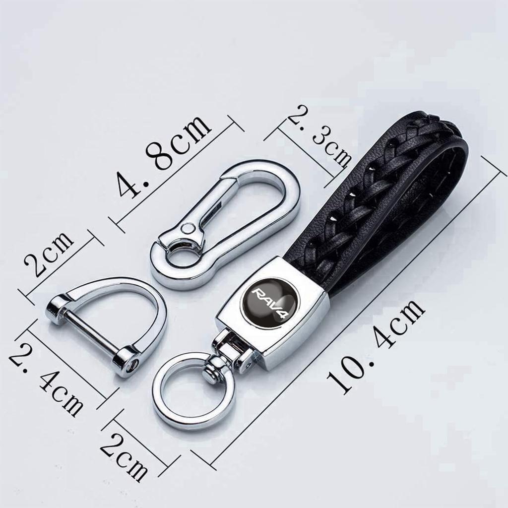 [InnoWave] Key Holder Compatible RAV4 Love Four Genuine Leather Car Key Chain Car Logo