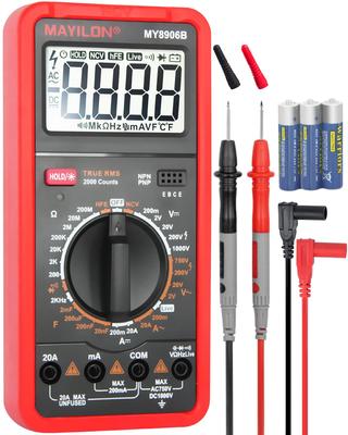 MAYILON MY8906B Digital Tester TRMS Tester 750V-1000V DC/AC Voltage, DC/AC Current, Resistance, Continuity, Diode, Frequency, Transistor Measurement,