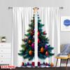 Set Of 2 Plane Printing Curtains Roller Blinds Blue Christmas Tree Ornaments Versatile Durable Polyester Without Rod Home Curtain
