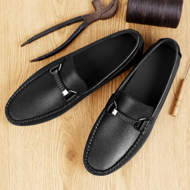 Fashion New Arrival Luxury Mens Loafers Genuine Leather Metal Buckle Moccasins Comfortable Slip-On Flats Leisure Walk Male Driving Shoes