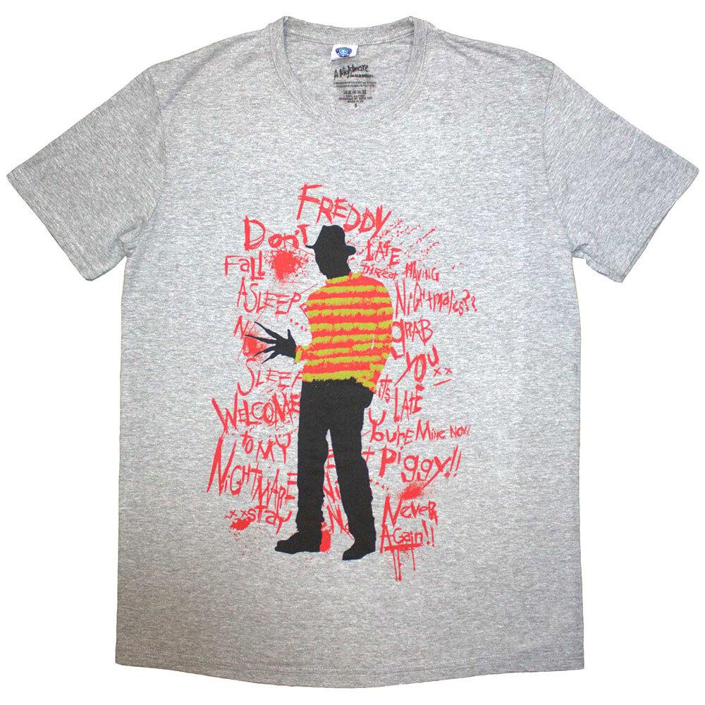 

A Nightmare on Elm Street Freddy Scribble Font T-Shirt Grey New Unisex T-Shirt S