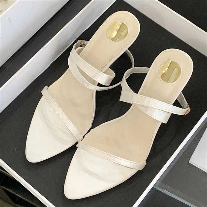 Eilyken Summer Street Style Women Sandals Pointed Toe Ankle Buckle Strap Thin Low Heels Banquet Prom Female Shoes