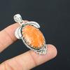 Mothers Day Deal Orange Aventurine Gemstone Handmade Wedding Pendant 925 Silver