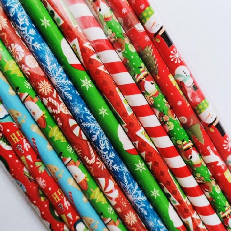 Pack Of 48 Cartoon Christmas Pencils with Erasers for Kid Student Game Reward Wood Drawing Pencils for Writing Drawing