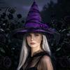 Premium Gothic Style Festival Headwear Halloween Witch Hat for Women, Mesh Rose Flower Adjustable Cosplay Women Wizard Costume, Party Dark Princess
