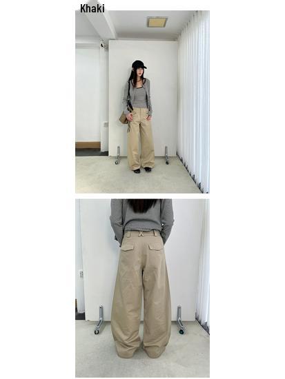 Yuyi Spring 2026 Women's American Style Wide-Leg Casual Pants with Single Pocket