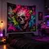 VIKAMA Street Graffiti Skull Wall Tapestry Bright Neon Style Teen Room Dorm Gaming Room Living Room Hanging Cloth Decor