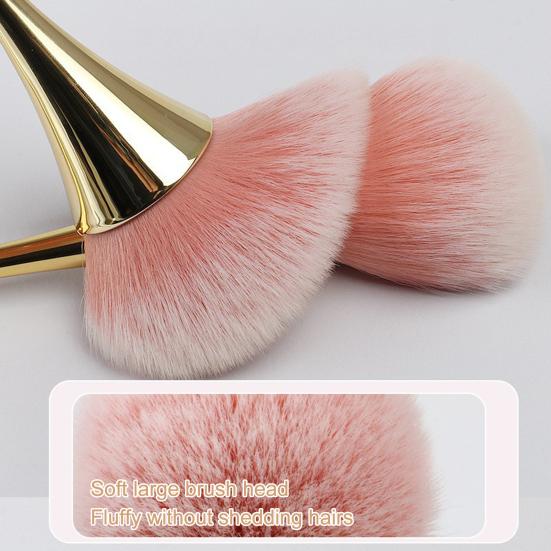 Makeup Brush with Long Handle Soft Synthetic Bristles Cosmetic Brush Blush Loose Powder Foundation Blending Kabuki Nail Dust Brush