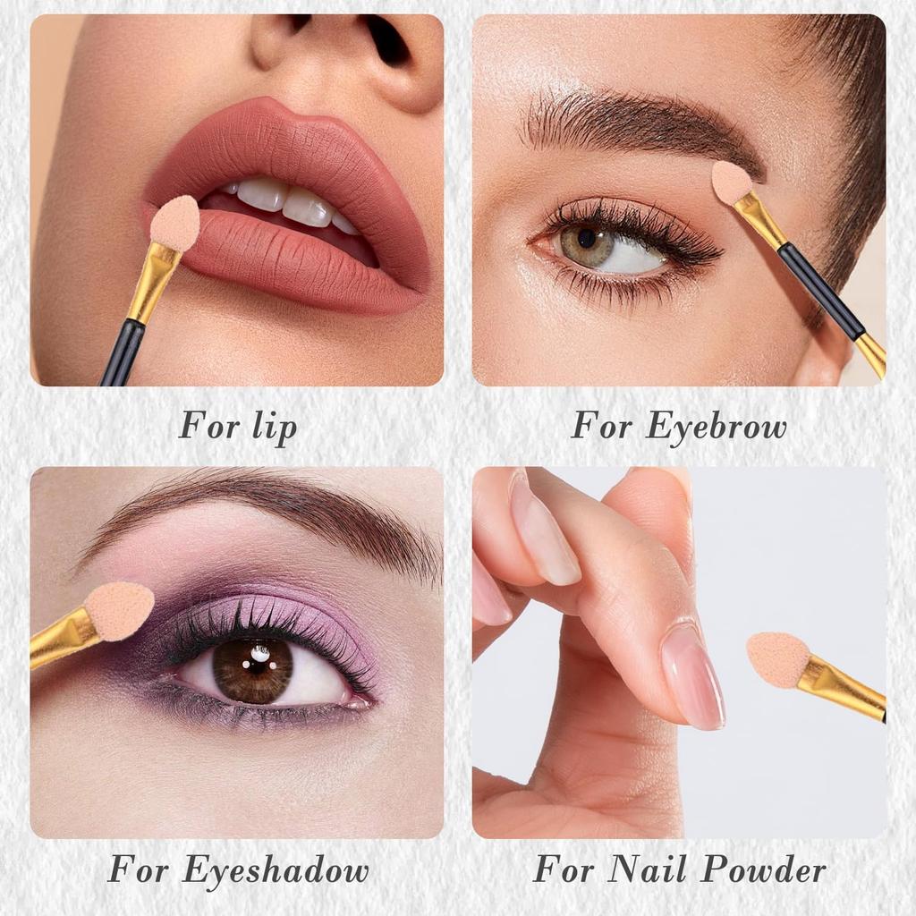 EKIND 10PCS Double Ended Eyeshadow Applicator Sponge Tip Eye Makeup Brushes for Women Reusable Cosmetic Beauty Tool for Beginners Travel Daily Use