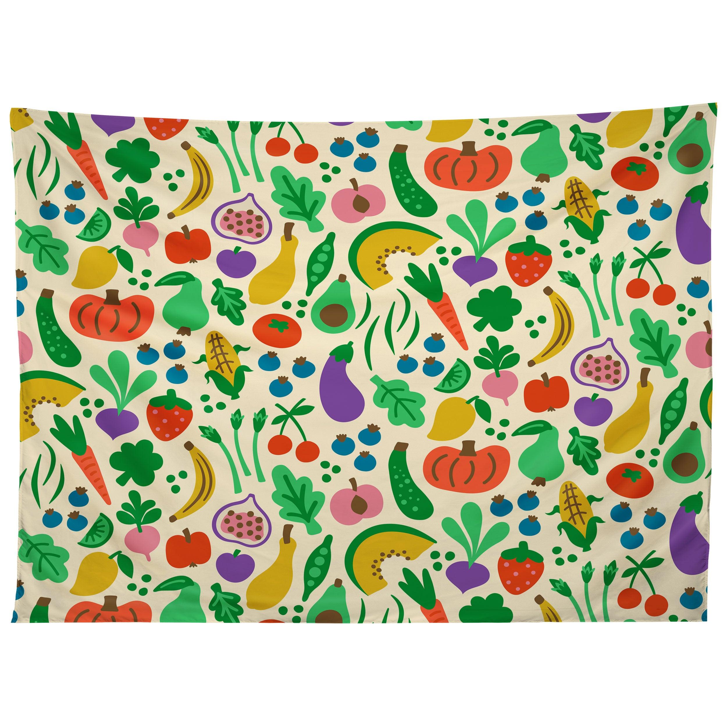 FRUITS VEGGIES tapestry 75x100 чёрный