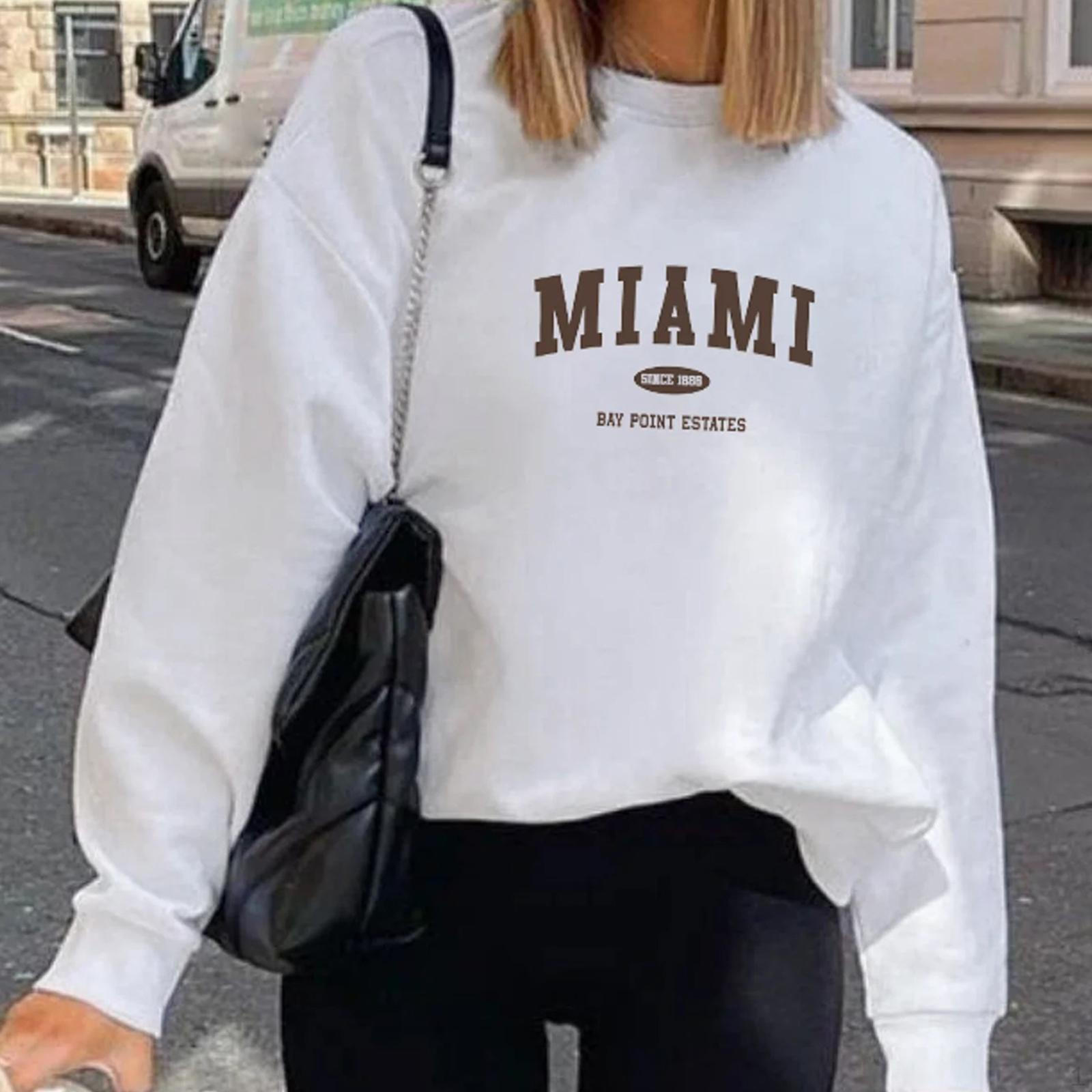 

Женская толстовка с круглым вырезом, осень-зима, повседневная, свободного покроя, модный пуловер с длинным рукавом и круглым вырезом