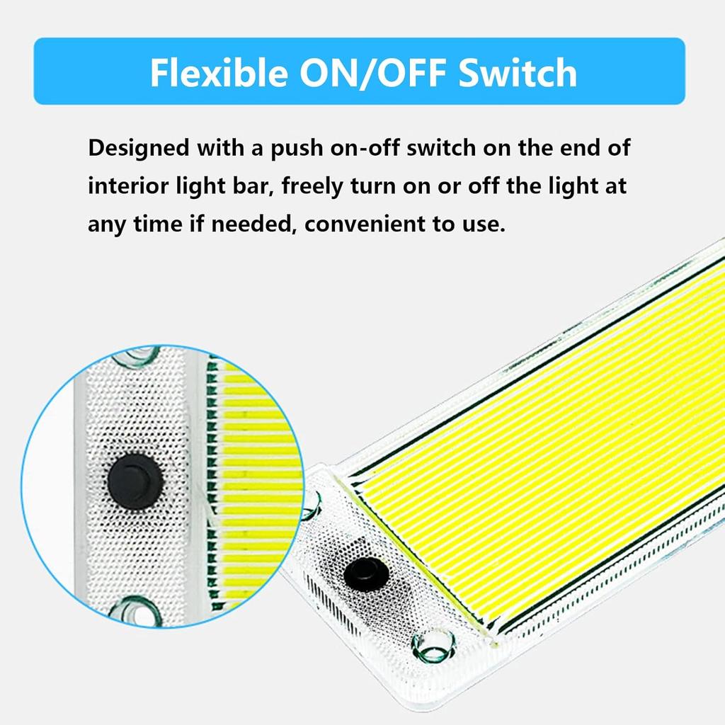 Interior Light Bar with Plastic Cover COB 108 SMD DC12-36V LED Strip Lights with ON/Off Switch for Camper Truck Van RV Trailer Boat Cabinet Lights