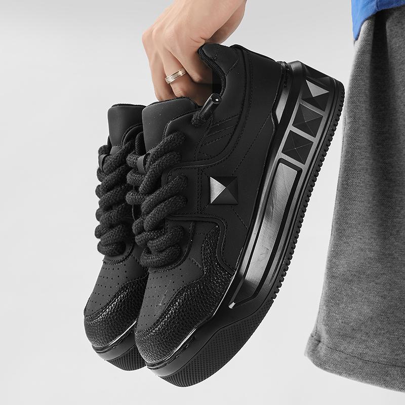 New Personalized Pink Casual Men's Designer Board Shoes Fashionable Genuine Leather Breathable Elevated Flat Sports Shoes