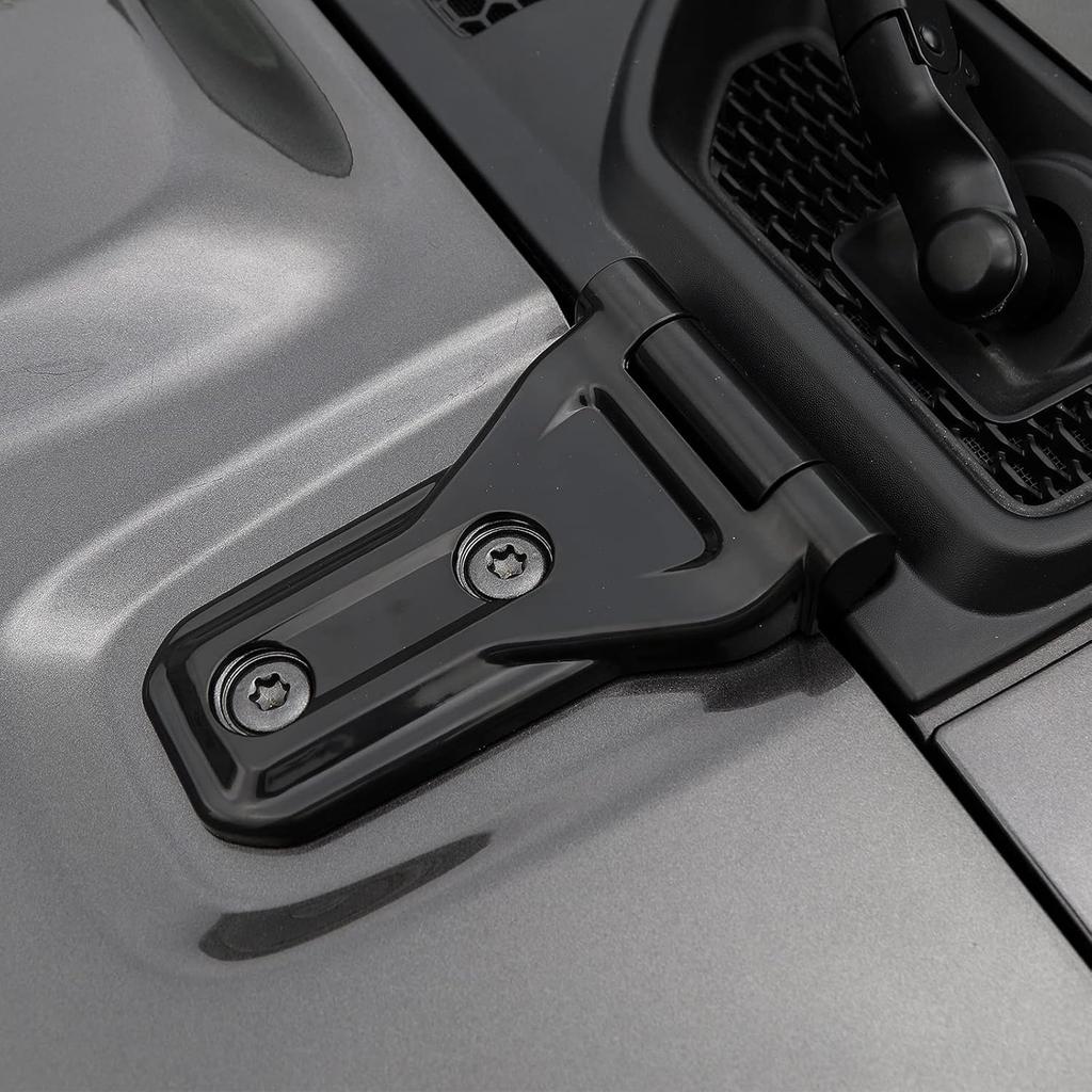 RT-TCZ Hood Hinge Cover Exterior Decoration Kits Accessories Compatible with 2018-2023 Jeep Wrangler JL JLU and Gladiator JT (Black)