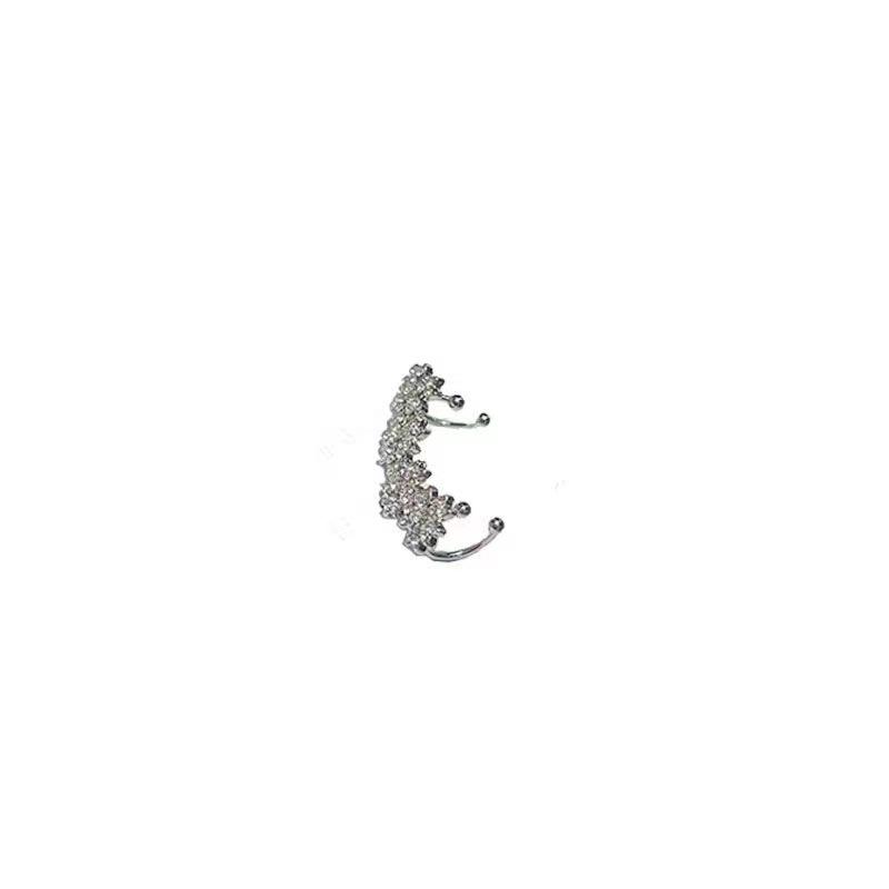 Temperament Light Luxury Full Diamond Flower Ear Clips No Ear Piercings Niche Design Sense Elf Ear Bone Clips Earrings