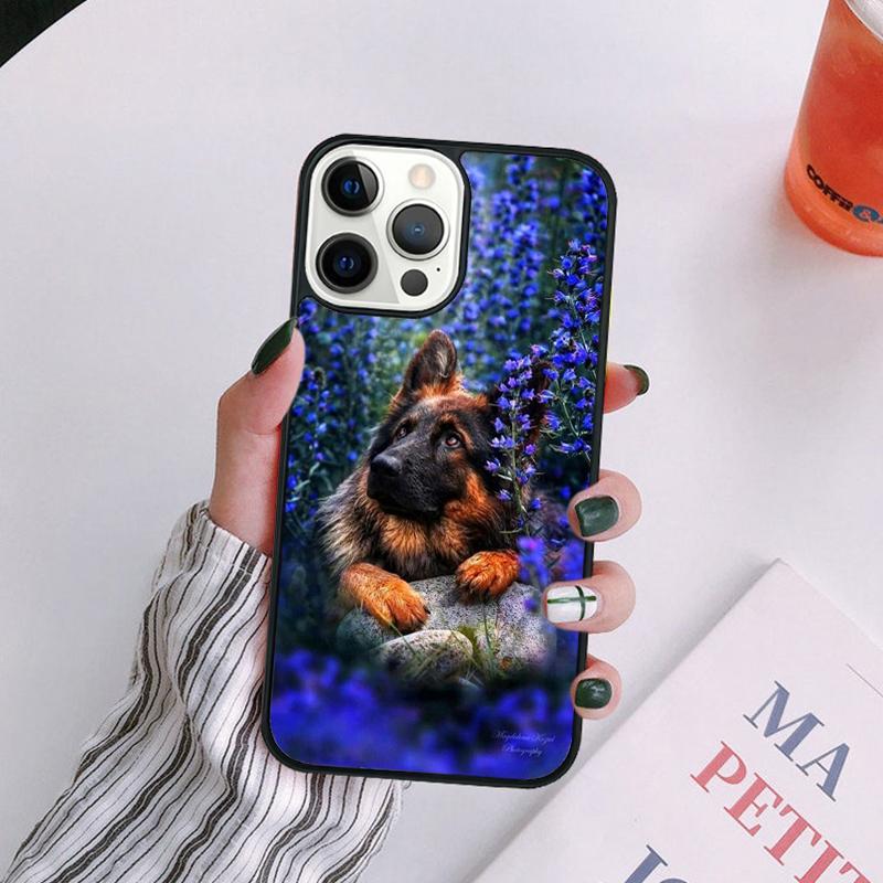 Cartoon German Shepherd Dog Phone Case For iPhone 17 Air 16 15 14 13 12 11 Pro Max Plus Max Cover Shell Coque